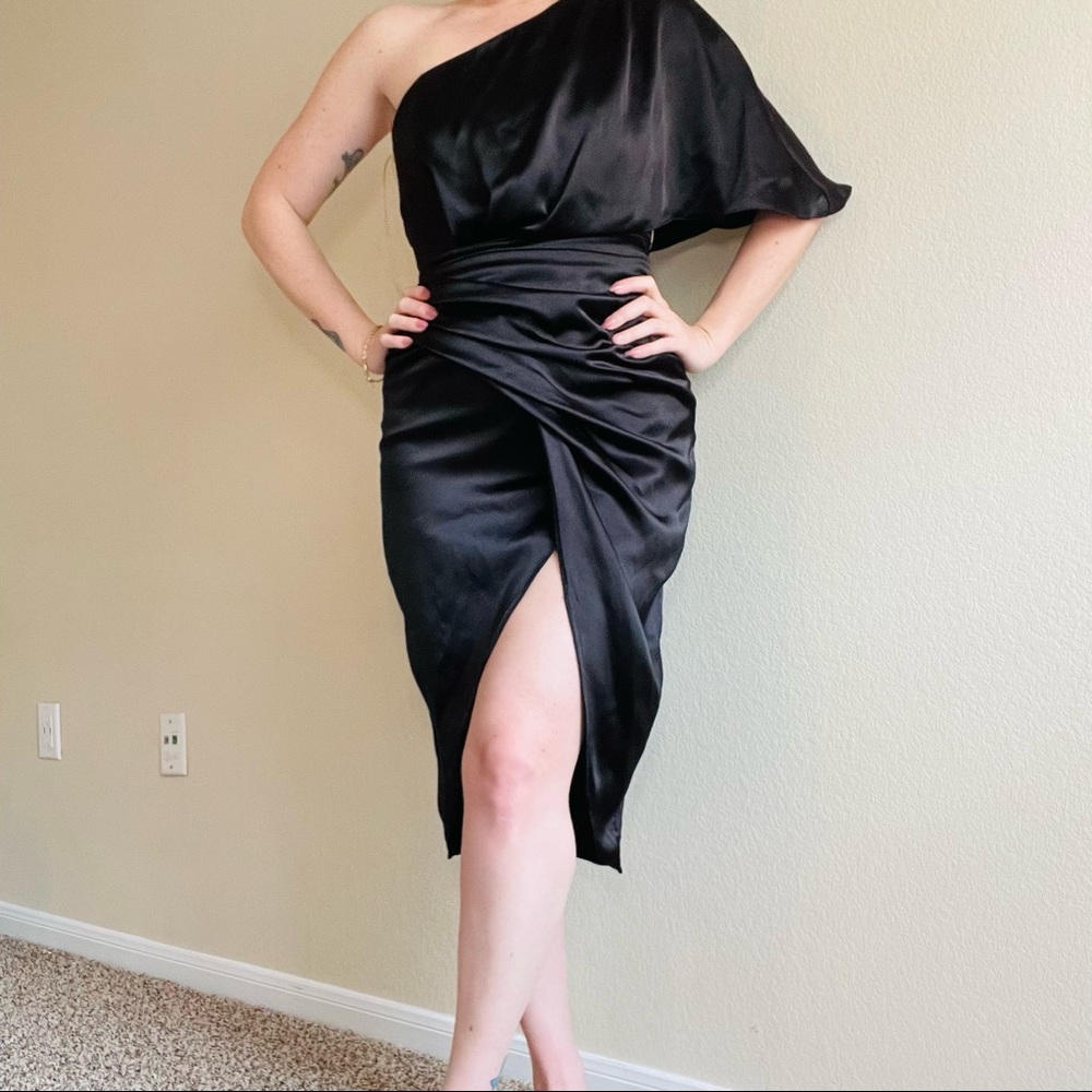 Satin one shoulder dress